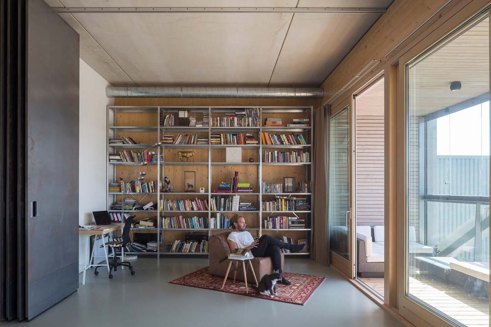 Wooden Apartment Library and Terrace