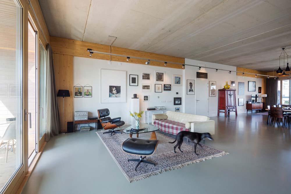 Wooden Apartment open Space Living Room